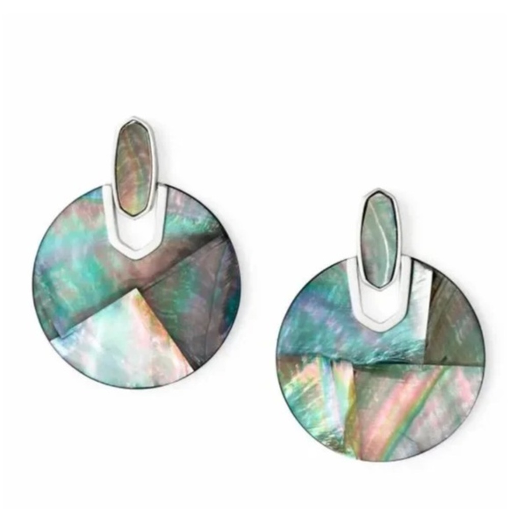 NWT Kendra Scott Didi Statement Earrings in Black Mother of Pearl